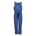 Dame denim jumpsuit med blonder og knapper 5