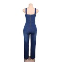 Dame denim jumpsuit med stropper 2