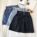 Dame denim nederdel med elastisk talje 3