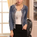 Dame denimjakke med rhinestones 4