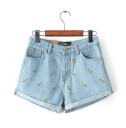 Dame denimshorts med bananer 8