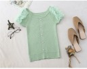 Dame elastisk T-shirt med knapper 7