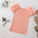 Dame elastisk T-shirt med knapper 2