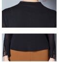 Dame elegant bluse med lange ærmer Gennemsigtig udskæring med blomsterbroderi Ståkrave Broderede ærmeender Tætsiddende snit Polyester 6