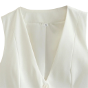 Dame elegant ensfarvet vest med V-udskæring Knaplukning Stilfuld polyesterbluse uden ærmer Forskellige farver 2
