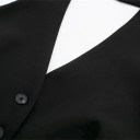 Dame elegant ensfarvet vest med V-udskæring og lommer Stilfuld polyester vest med stropper omkring halsen og snøring på ryggen 3