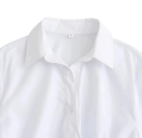 Dame elegant skjorte med krave og lange ærmer Stilfuld kimono med sløjfe i taljen Ensfarvet bluse med knapper lavet af let polyester 3