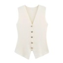 Dame elegant vest med knapper Enfarvet top med V-udskæring Stilfuldt supplement til bluser og t-shirts Forskellige farver Polyester 23