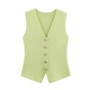 Dame elegant vest med knapper Enfarvet top med V-udskæring Stilfuldt supplement til bluser og t-shirts Forskellige farver Polyester 1