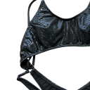 Dame én-delt badedragt Tynde stropper Udsparinger og ringe Imiteret slangeskind Sort Polyester Spandex Nylon Luksuriøs strandmode 4