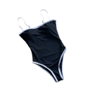 Dame ensartede badedragter Enkeltfarvet design O-hals Polyester Hurtigttørrende materiale Sommer strandmode 2