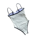 Dame ensartede badedragter Enkeltfarvet design O-hals Polyester Hurtigttørrende materiale Sommer strandmode 4