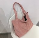 Dame fløjl skuldertaske Stort rummeligt design 51 x 32 x 11 cm Lange hanke Fint ribbet overflade Minimalistisk stil 4