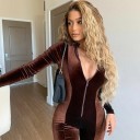 Dame fløjlsjumpsuit med lynlås 1