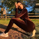 Dame fløjlsjumpsuit med lynlås 2