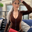 Dame fløjlsjumpsuit med lynlås 4