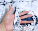 Dame flossede denimshorts med huller i lommerne 4