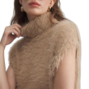 Dame fluffy vest med høj krave uden ærmer polyester blød overflade løs pasform til hverdag og lagdeling 6