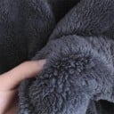 Dame fluffy zip hoodie med hætte med ører og dyremotiv Hvid mave med broderier Sidelomme og hale Bomuld og polyester 4