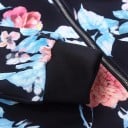Dame forårs- og efterårs bomberjakke med blomsterprint Lynlås Ståkrave Tætsiddende pasform Polyester og spandex 10