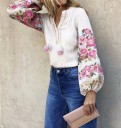 Dame forårsbluse med blomster 2