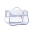 Dame gennemsigtig kosmetik taske med håndtag Lynlås med to skydere Kantede kanter Gennemsigtig PVC Firkantet form 15 x 14 x 22 cm 1
