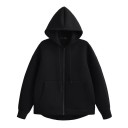 Dame hættetrøje Løs pasform Lynlåslukning Håndlommer Varmt, blødt materiale Stilfuld sweatshirt til efterår og vinter 3