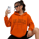 Dame hoodie med lommer Enfarvet hoodie i polyester med teksten Los Angeles Stilig fritidsbeklædning i forskellige farver 13