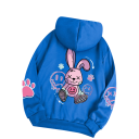 Dame hoodie med lommer Enfarvet hoodie med kaninmønster på ryggen Blødt polyester Komfortabel fritidsstil i forskellige farver 14