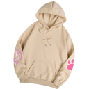 Dame hoodie med lommer Enfarvet hoodie med kaninmønster på ryggen Blødt polyester Komfortabel fritidsstil i forskellige farver 8