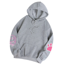 Dame hoodie med lommer Enfarvet hoodie med kaninmønster på ryggen Blødt polyester Komfortabel fritidsstil i forskellige farver 9