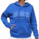 Dame hoodie med lommer Enfarvet hoodie med teksten Los Angeles Komfortabel fritidsoverdel i blødt polyester i forskellige farver 11