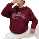Dame hoodie med lommer Enfarvet hoodie med teksten Los Angeles Komfortabel fritidsoverdel i blødt polyester i forskellige farver 15