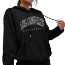 Dame hoodie med lommer Enfarvet hoodie med teksten Los Angeles Komfortabel fritidsoverdel i blødt polyester i forskellige farver 2