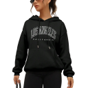 Dame hoodie med lommer Enfarvet hoodie med teksten Los Angeles Komfortabel fritidsoverdel i blødt polyester i forskellige farver 8