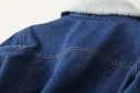 Dame isoleret denimjakke med fleece Plyssforing og krave Lukning med knapper Brystlomme Mørkeblå 100% bomuld og polyester 5