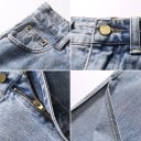 Dame jeans nederdel under knæene med slids på siden Lige snit Metalknap og lynlås Vaskede effekt Lyseblå Bomuld og polyester 4