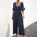 Dame jumpsuit med polkaprikker og flæser 5