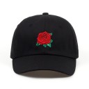 Dame kasket med stor broderet rød rose Bomulds baseball cap med buet quiltet skygge Hovedomkreds 55 til 62 cm 2