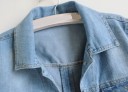 Dame kort denimjakke Klassisk skjortekrave Knaplukning To brystlommer med klap Ærmer med strop Bomuldsdenim 5