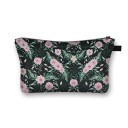 Dame kosmetik taske med iøjnefaldende rosemotiv Lynlås med håndtag Sort inderside Polyester 13 x 21,5 cm Til makeup og pensler 19