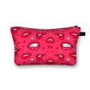 Dame kosmetik taske med læber og kysseprint Etui til kosmetik og pensler lavet af polyester Lynlås med strop Størrelse 13 x 21,5 cm Sort inderside 6