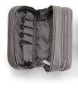 Dame kosmetik taske med to lynlåse Håndtag Rum til pensler og lommer Grå PU læder og PVC Organizer til makeup 21 x 16,5 x 10 cm 2