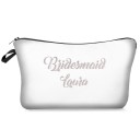 Dame kosmetikataske med bryllupstekst til bruden og brudepigerne Polyester Lynlåslukning med håndtag Mål 13,5 x 22 cm Bryllupsgave 5