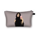 Dame kosmetikataske med tryk af kvinde i hijab Polyesteretui til makeup og småting med lynlås og håndtag Størrelse 13 x 21,5 cm 4