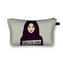 Dame kosmetikataske med tryk af kvinde i hijab Polyesteretui til makeup og småting med lynlås og håndtag Størrelse 13 x 21,5 cm 13