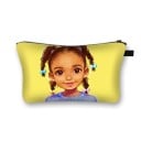 Dame kosmetisk taske med illustreret tryk Portrætter af kvinder og afrikanske motiver Polyester taske med lynlås 13 x 21,5 cm Etui til kosmetik 13