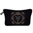 Dame kosmetisk taske med stjernetegn Sort med gyldent ornamentalt tryk Med lynlås og hank Polyester 13,5 x 22 cm 2