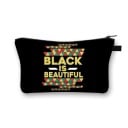 Dame kosmetisk taske med tryk af kvindelig silhuet med afrofrisure Flad taske med lynlås til makeup og småting lavet af polyester 21,5 x 13 cm 14