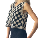 Dame kosteskåret vest med knapper universel størrelse polyester sort hvid uden ærmer til lagdeling hverdag 2